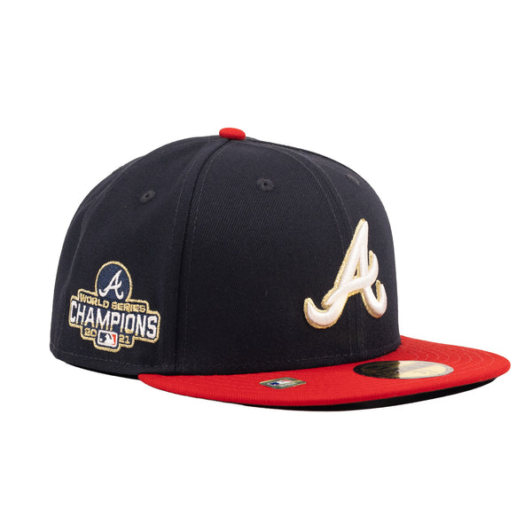 Atlanta Braves Navy Blue/Scarlet Red "WS Champs Gold" | New Era 59Fifty Fitted