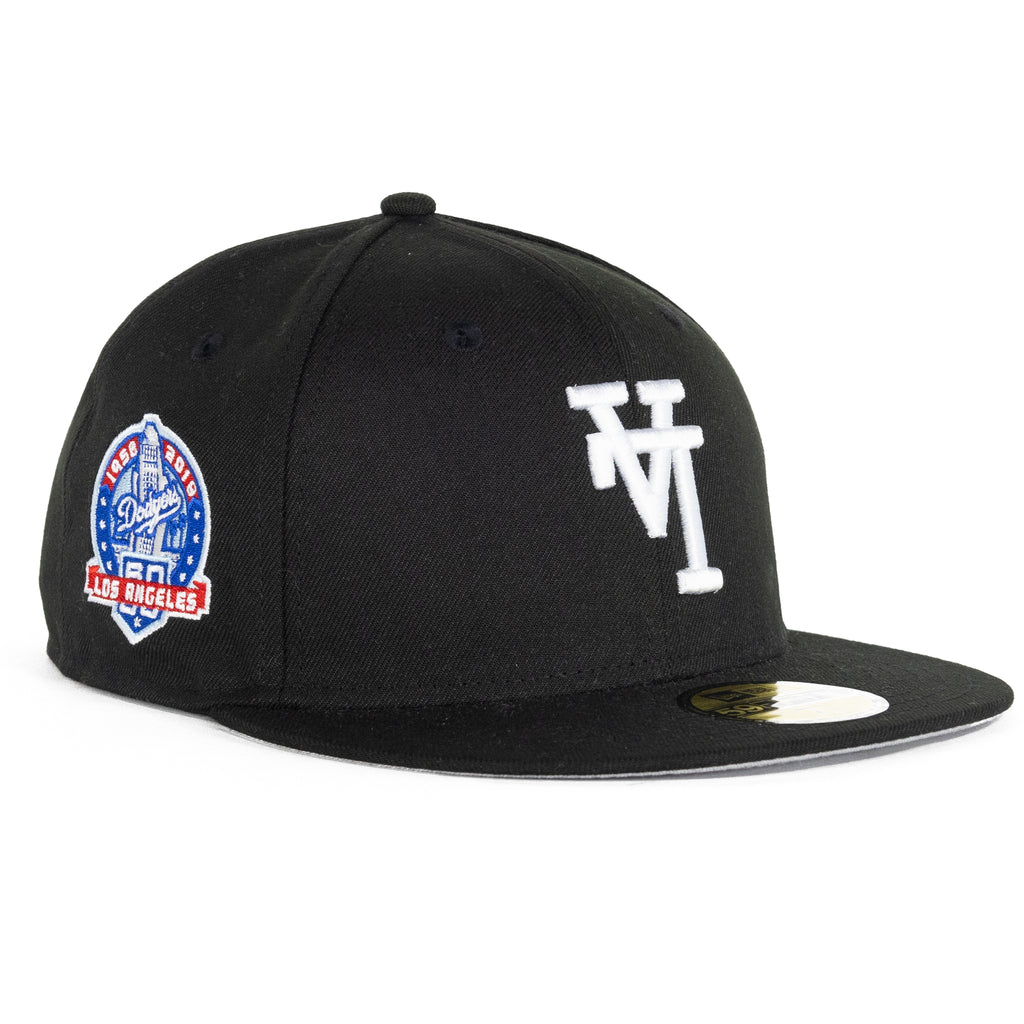 Los Angeles Dodgers Black/White w 60th Anniversary Patch "Upside Down" | New Era 59Fifty Fitted