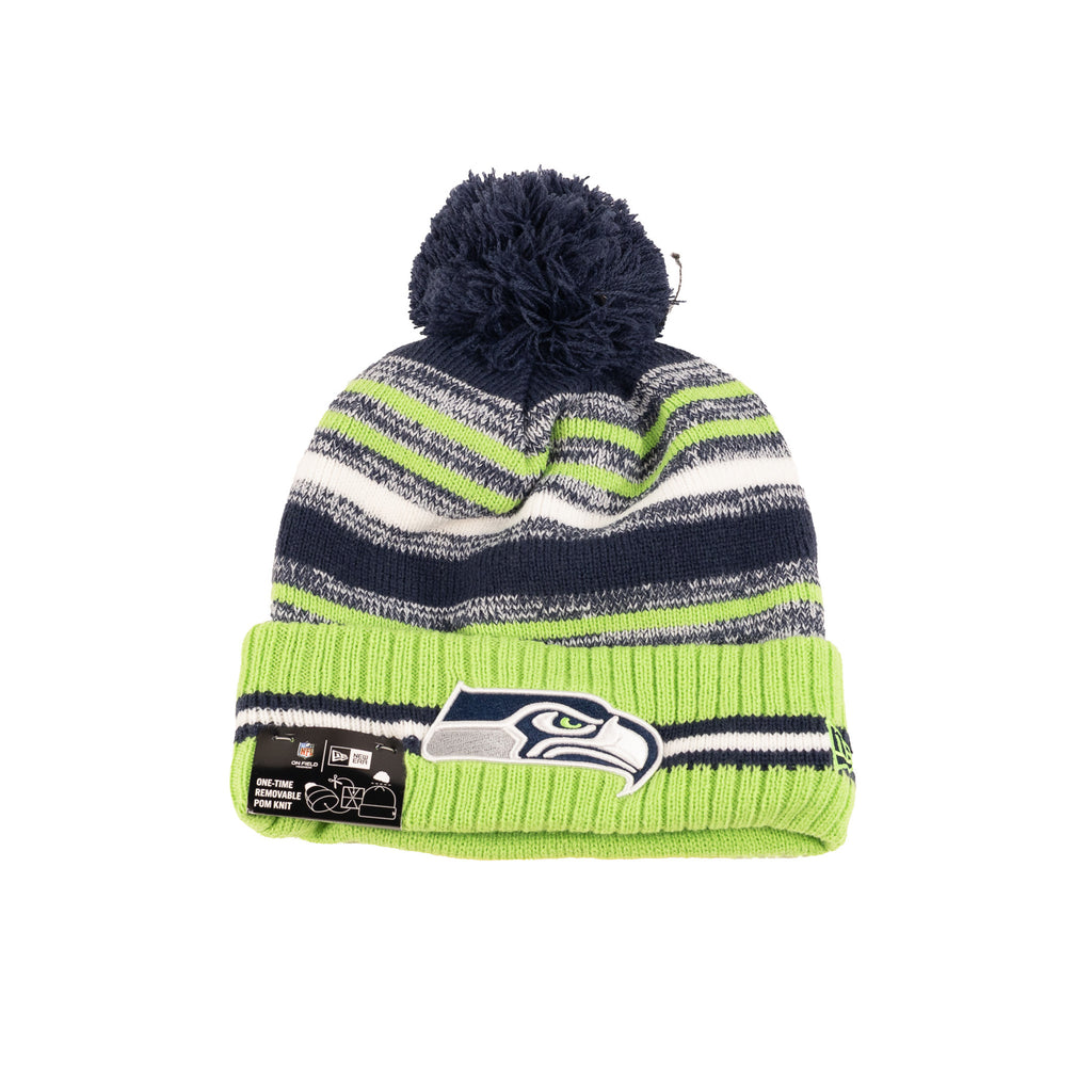 Seattle Seahawks Lime Green/Navy Blue "NFL Sideline 21" | New Era Pom Knit