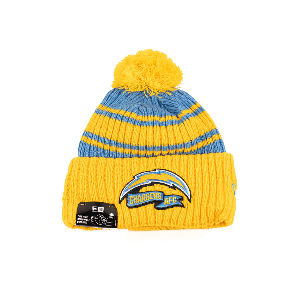Los Angeles Chargers Yellow/Light Royal Blue "NFL Sideline 22" | New Era Pom Knit