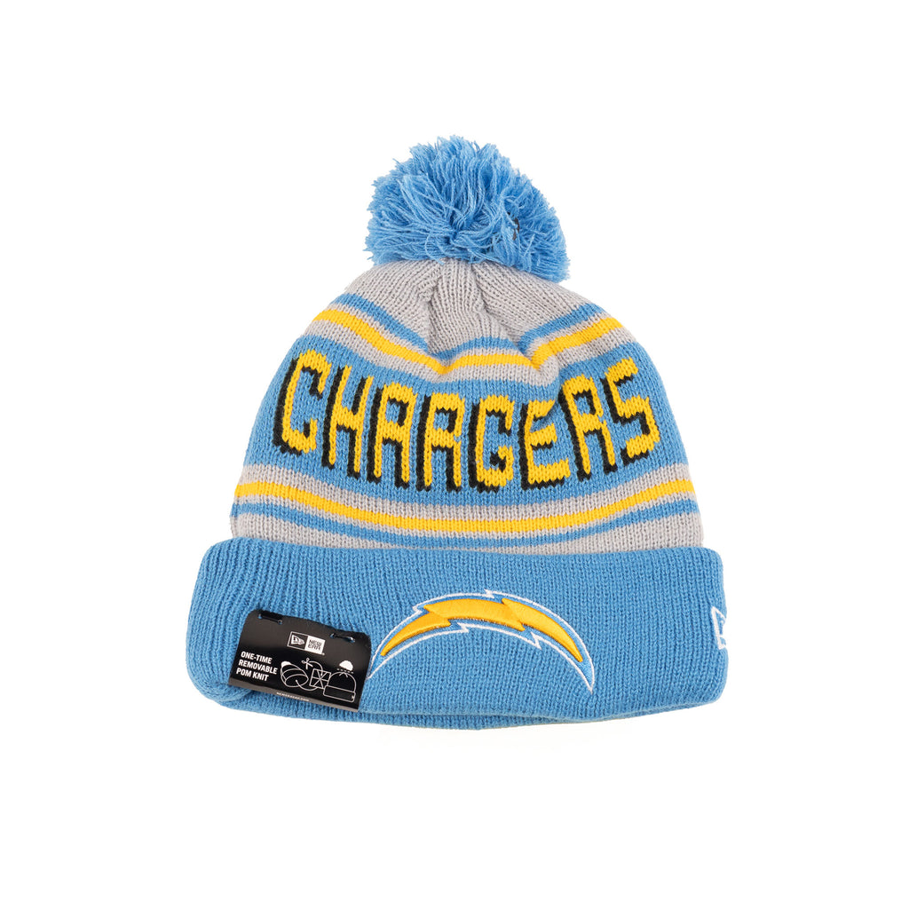 Los Angeles Chargers Light Royal Blue/Gray/Yellow "Cheer" | New Era Pom Knit
