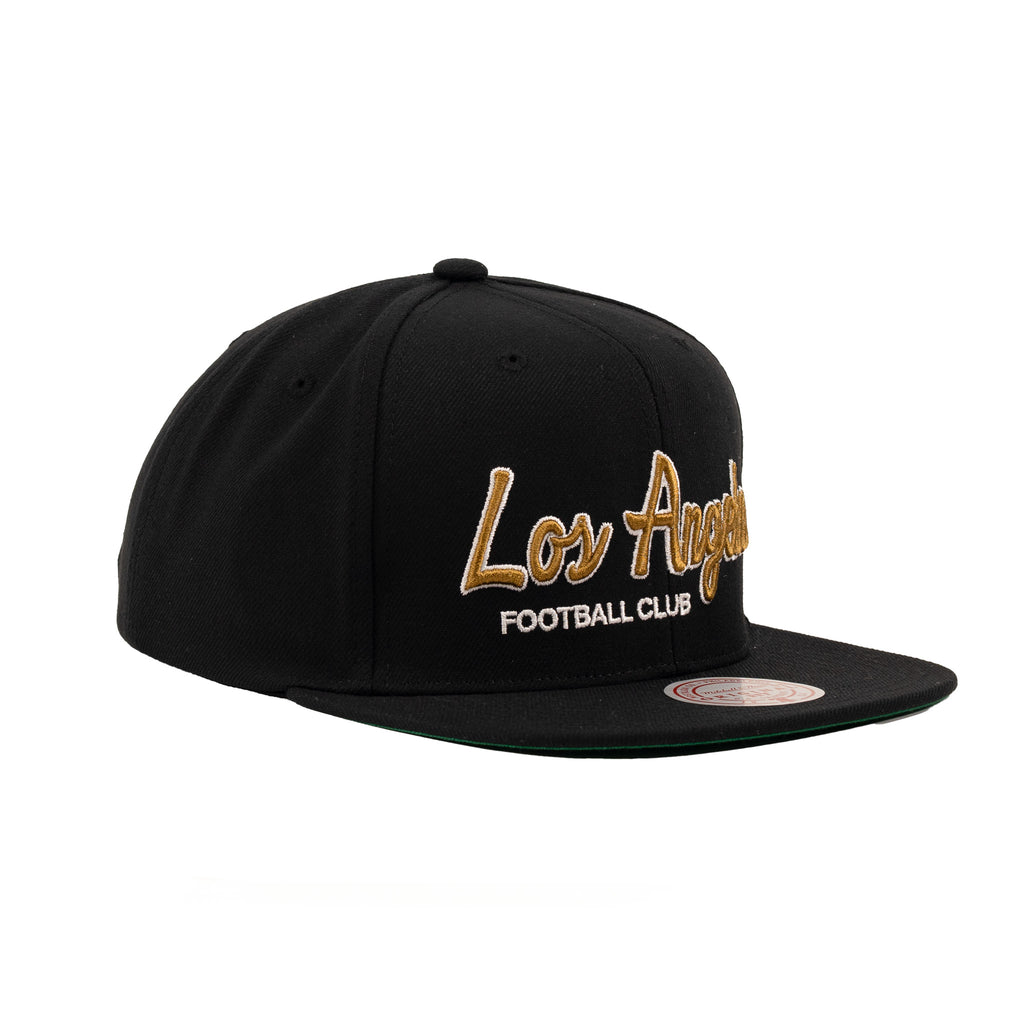 Los Angeles Football Club Black/Matte Gold "Script" | Mitchell & Ness Original Fit Snapback