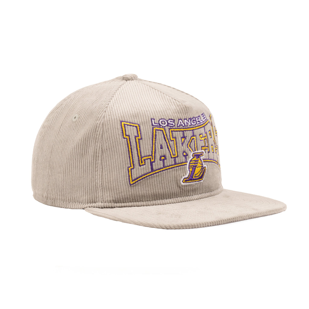Los Angeles Lakers Gray Corduroy "Script" | New Era The Golfer Snapback