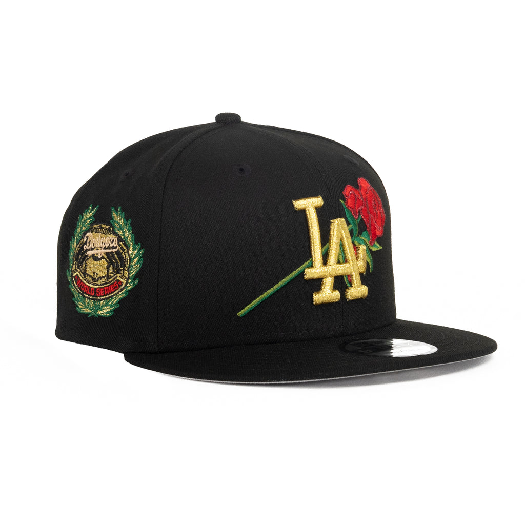 Los Angeles Dodgers Black/Gold w Flower Patch "Rose" | New Era 9Fifty Snapback