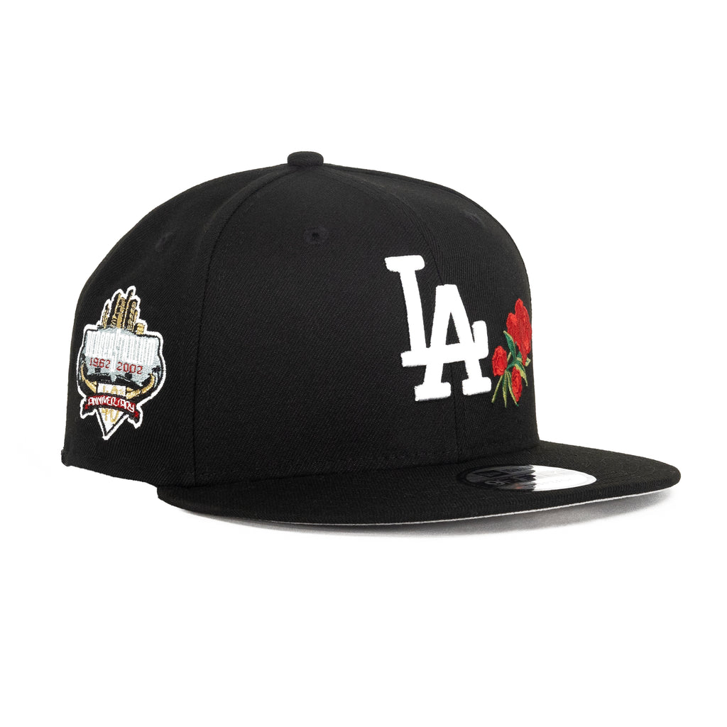 Los Angeles Dodgers Black/White w Flower Patch "Rose" | New Era 9Fifty Snapback