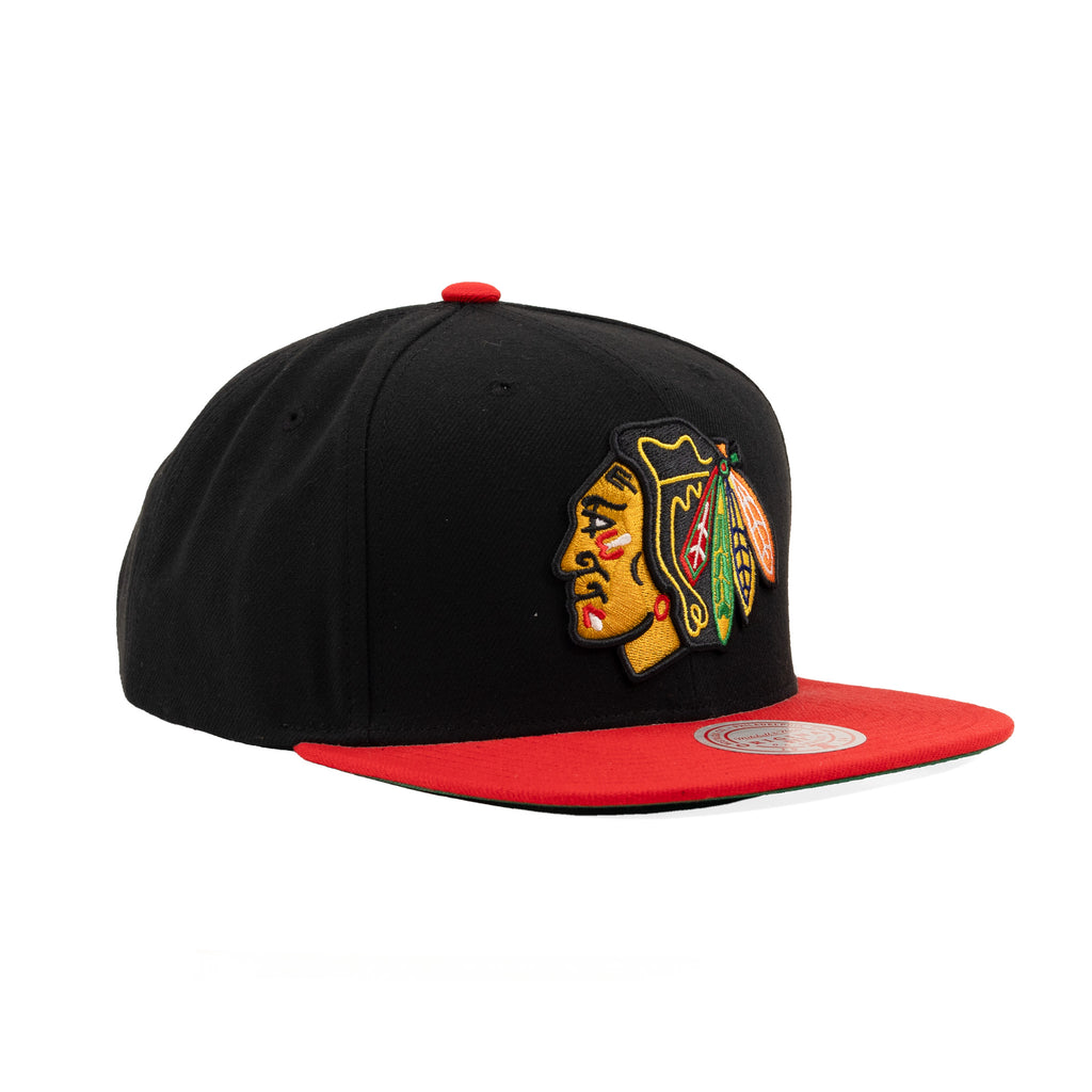 Chicago Blackhawks Black/Scarlet Red "Two Tone" | Mitchell & Ness 9Fifty Snapback