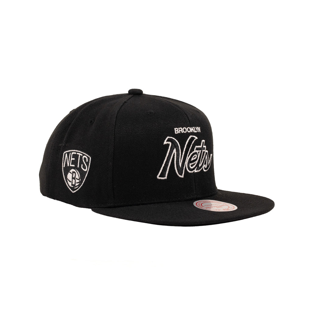 Brooklyn Nets Black/White "Script" | Mitchell & Ness Original Fit Snapback
