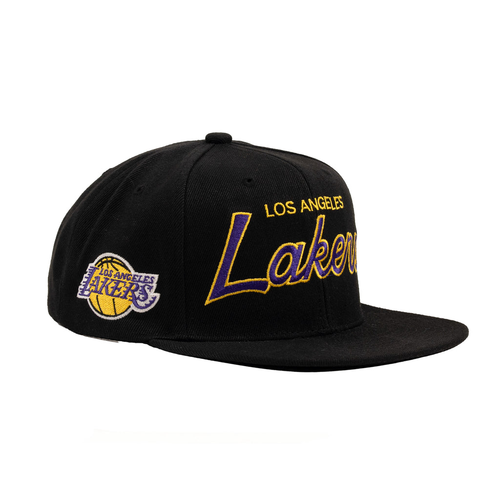 Los Angeles Lakers Black/Purple/Yellow "Script" | Mitchell & Ness Original Fit Snapback