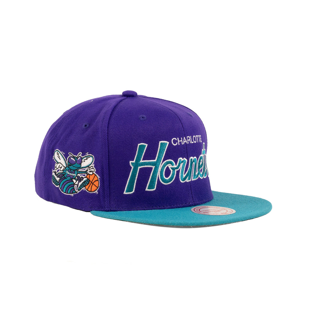Charlotte Hornets Purple/Turquoise "Script" | Mitchell & Ness Original Fit Snapback