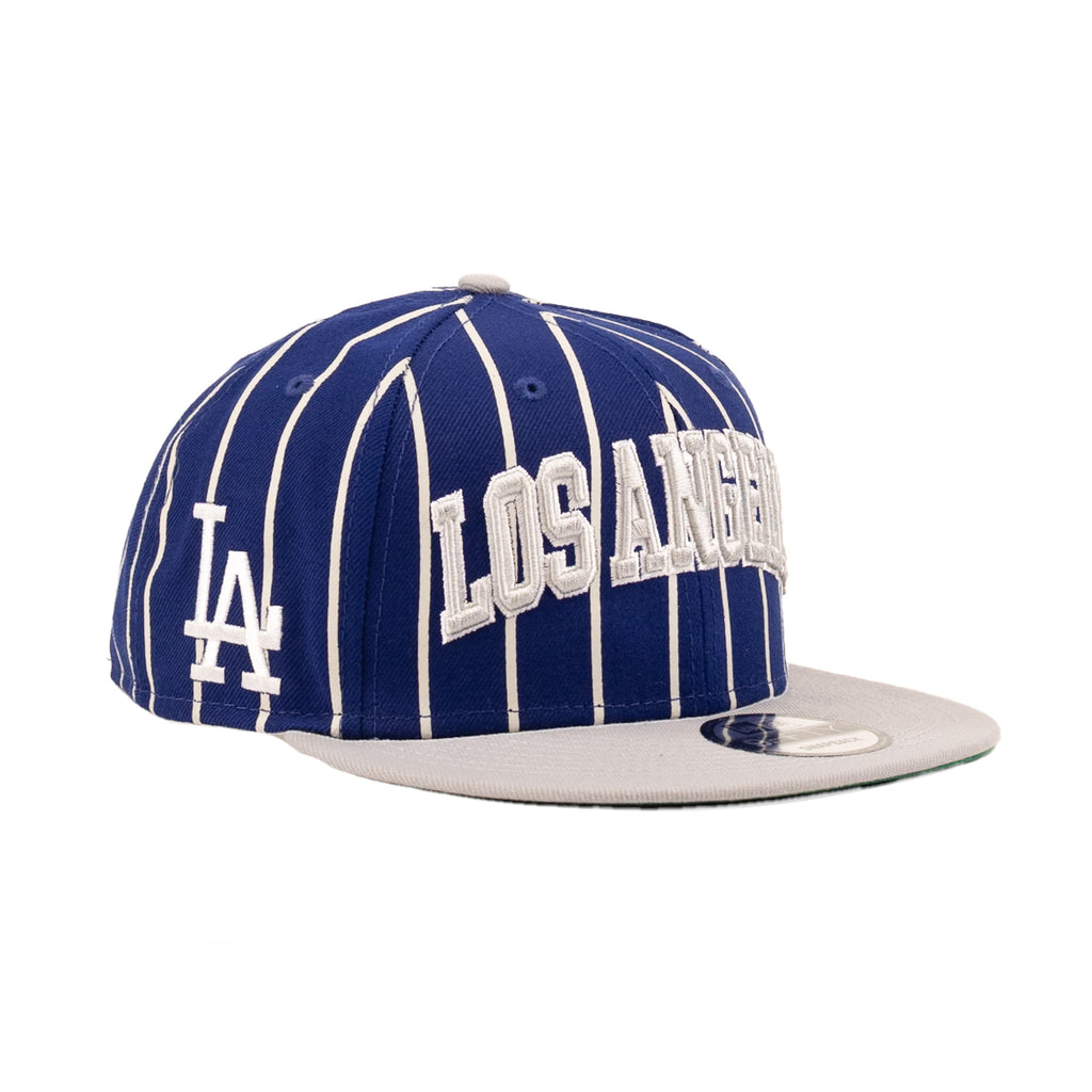 Los Angeles Dodgers Game Blue/Metallic Gray w Script "Pinstripe" | New Era 9Fifty Snapback