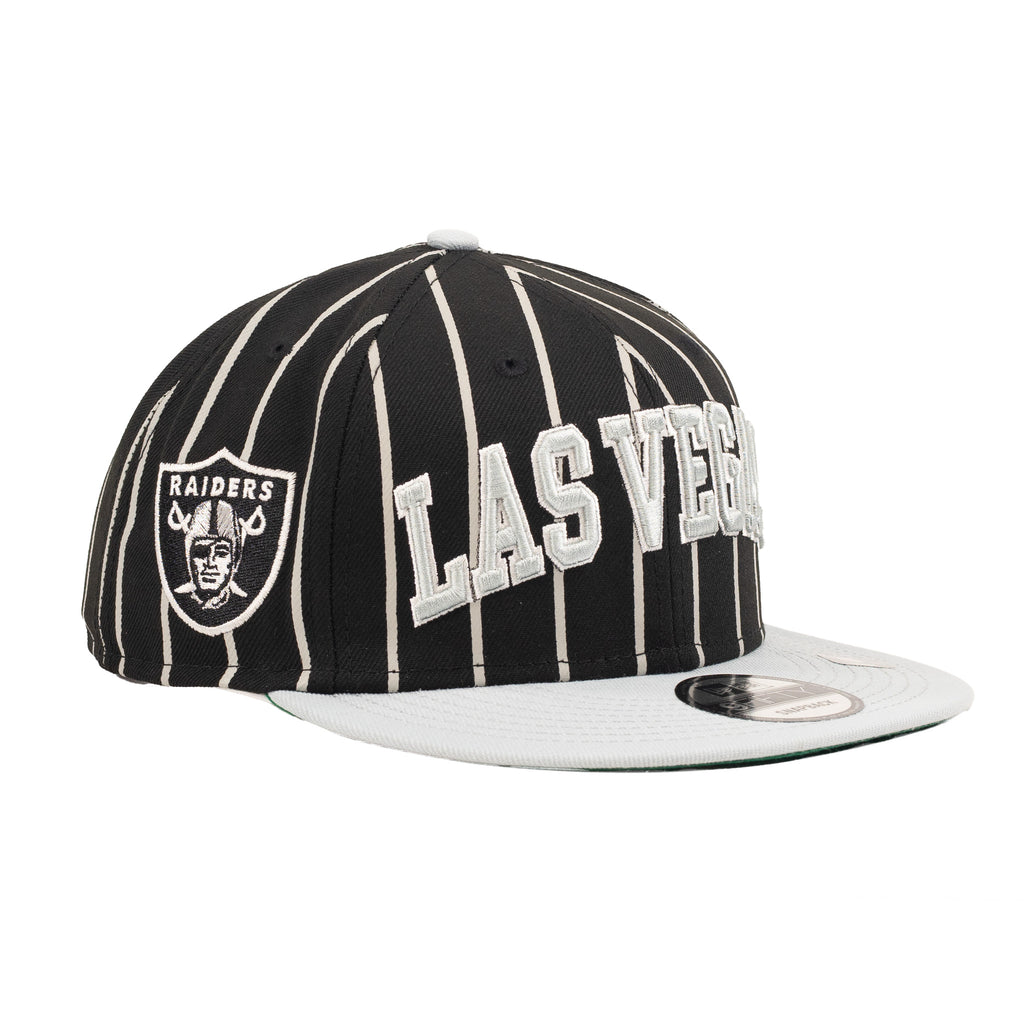 Las Vegas Raiders Black/Light Gray w Script "Pinstripe" | New Era 9Fifty Snapback
