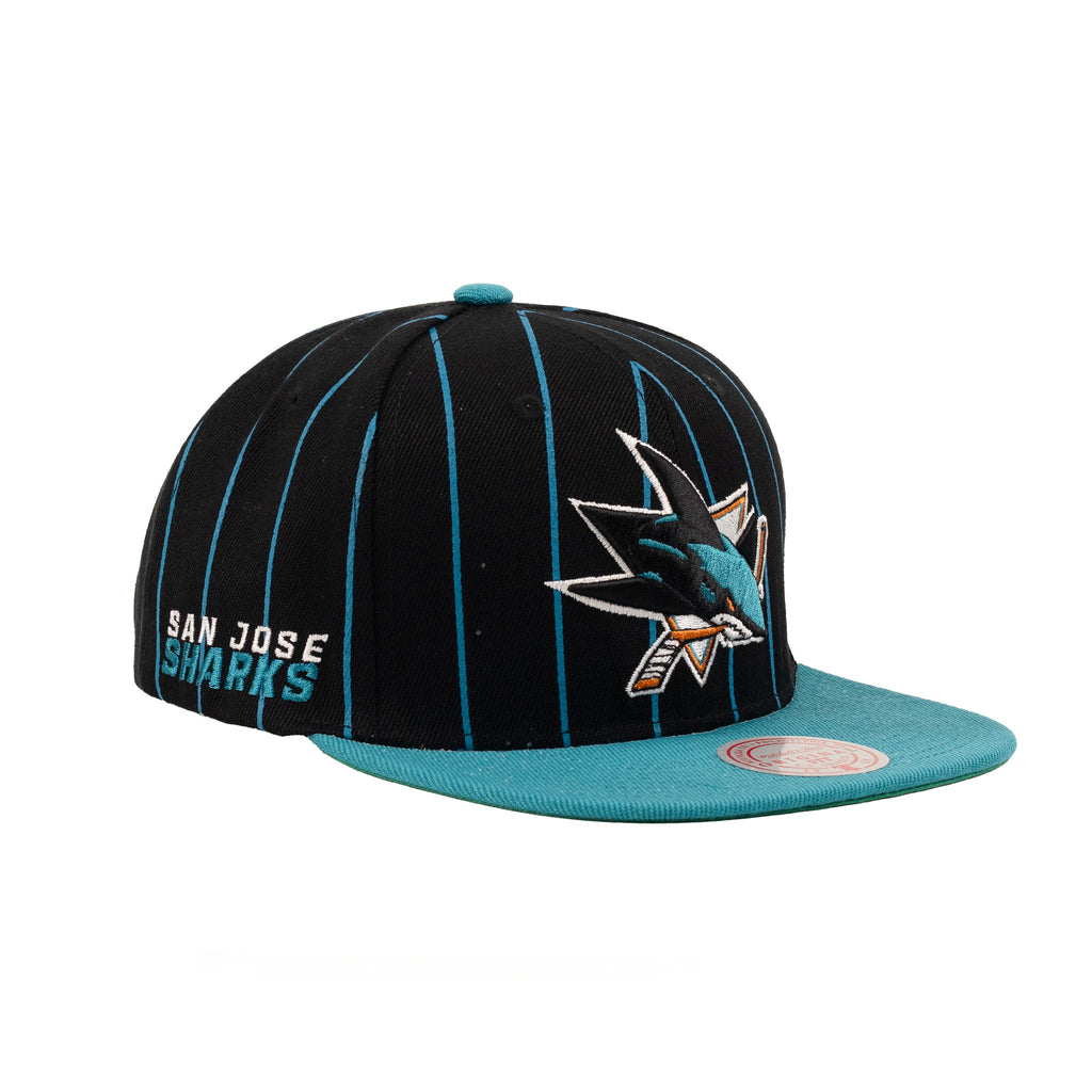 San Jose Sharks Black/Teal "Pinstripe" | Mitchell & Ness 9Fifty Snapback
