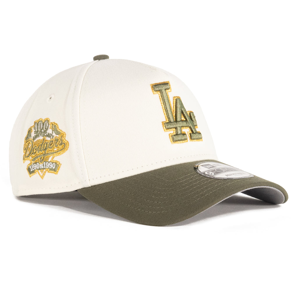 Los Angeles Dodgers Chrome White/Olive Green "Chrome Pack" | New Era 9Forty A-Frame Snapback
