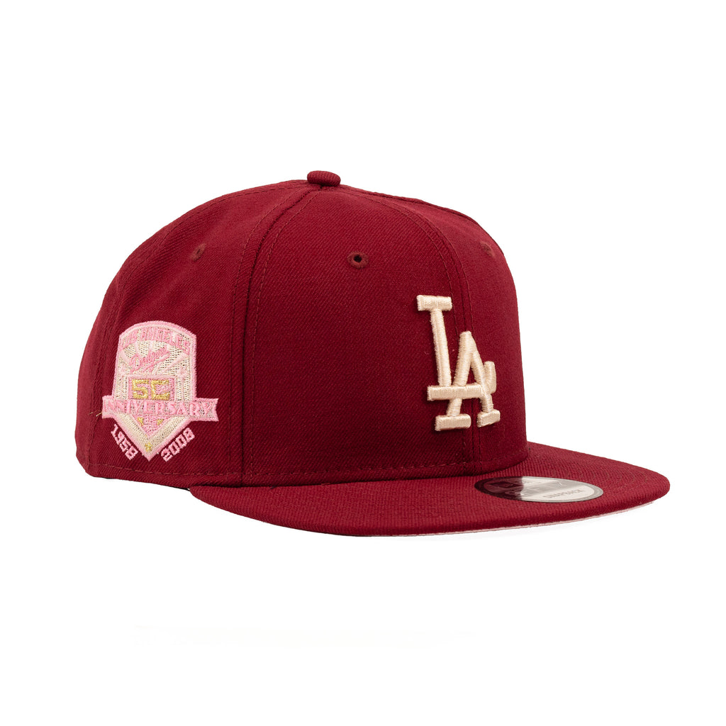 Los Angeles Dodgers Cardinal Red w 50th Anniversary Patch "Basic" | New Era 9Fifty Snapback